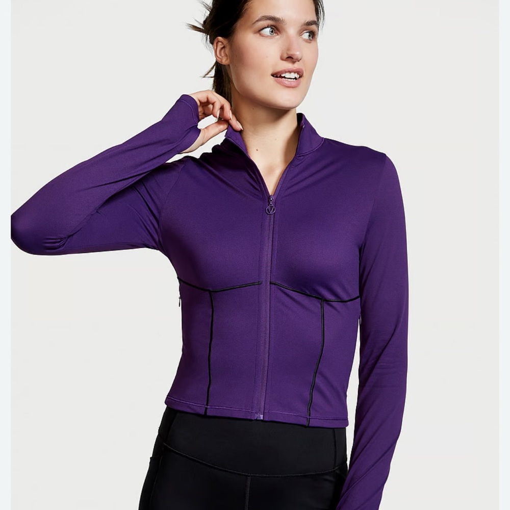 Victoria's Secret Purple Full-Zip Jacket Sweat On Point Full-Zip Jacket pockets - Picture 1 of 8